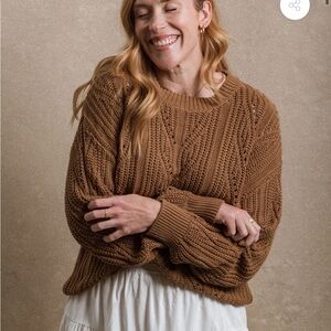 Elegant Tan Cable Knit Sweater